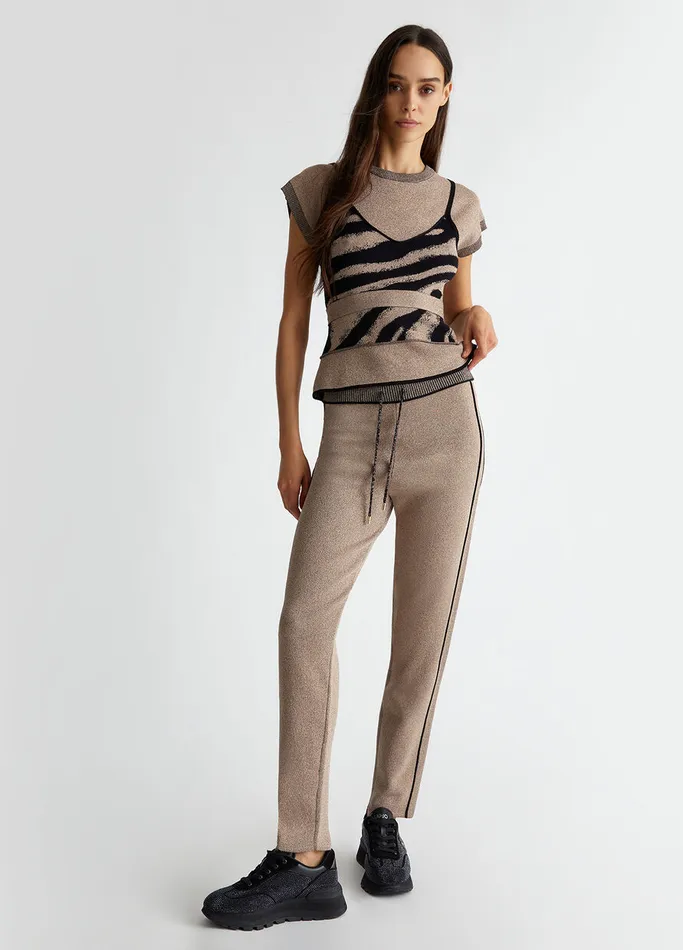 Women Liujo Sportswear Knit Jogging Pants Pink