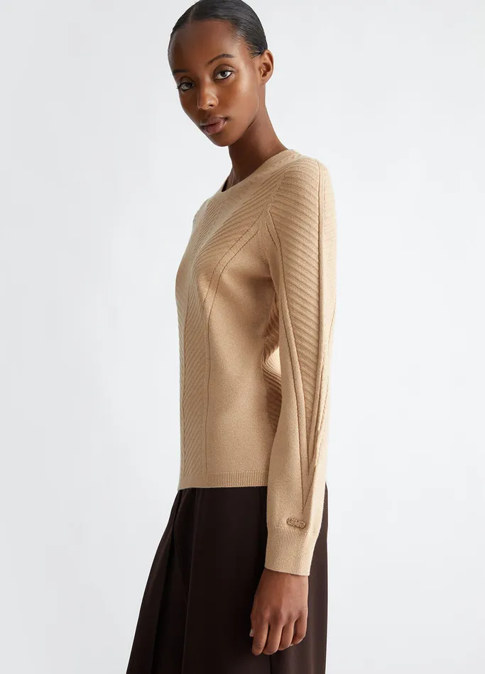 Women Liujo Sportswear Lurex Sweater Camel
