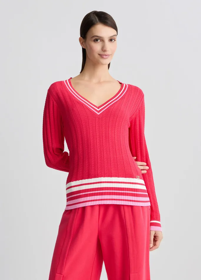 Women Liujo Sportswear Red VNeck Jumper