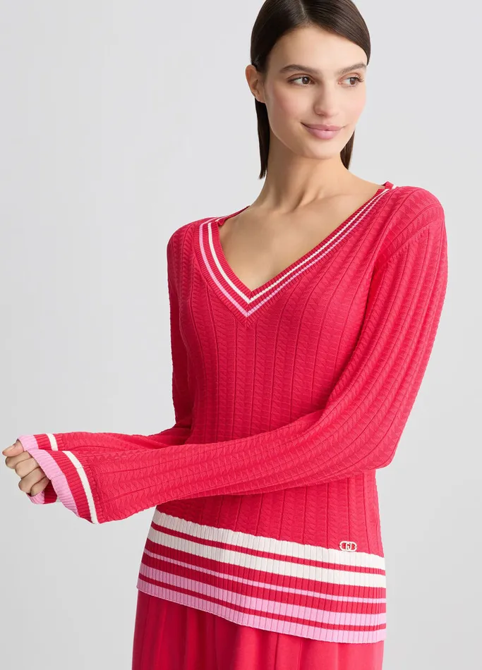 Women Liujo Sportswear Red VNeck Jumper