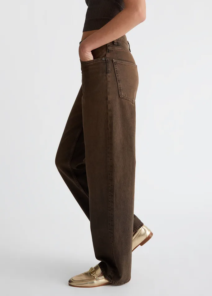 Women Liujo Straight Leg Jeans HighRise Lurex Jeans Brown