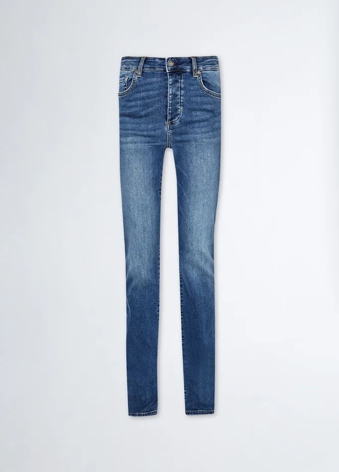 Women Liujo Straight Leg Jeans HighWaisted StraightLeg Jeans Blue Denim