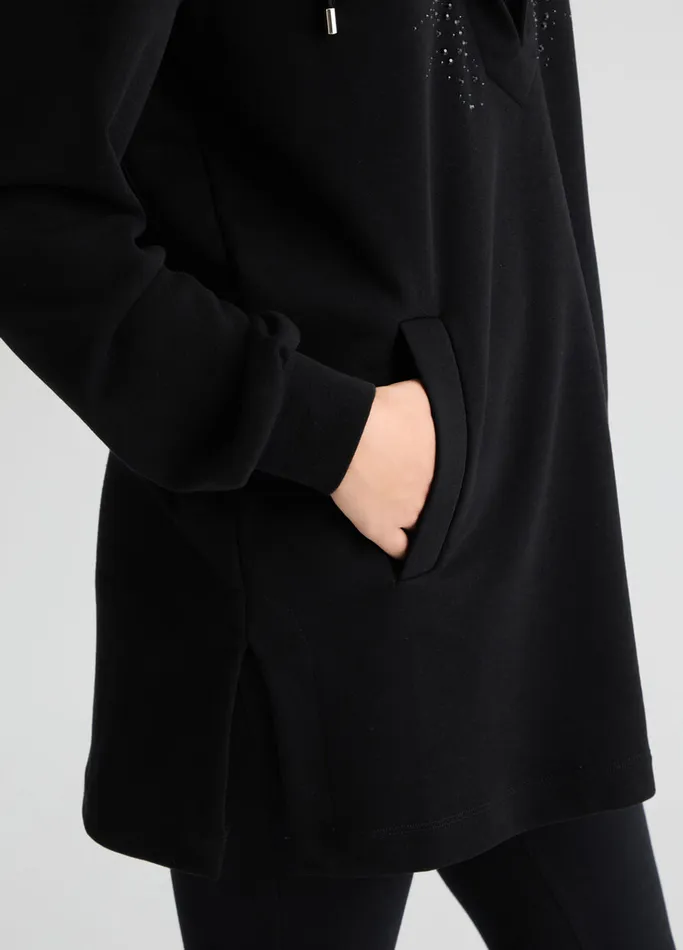 Women Liujo Sweatshirts Hooded Sweatshirt With Gemstones Black