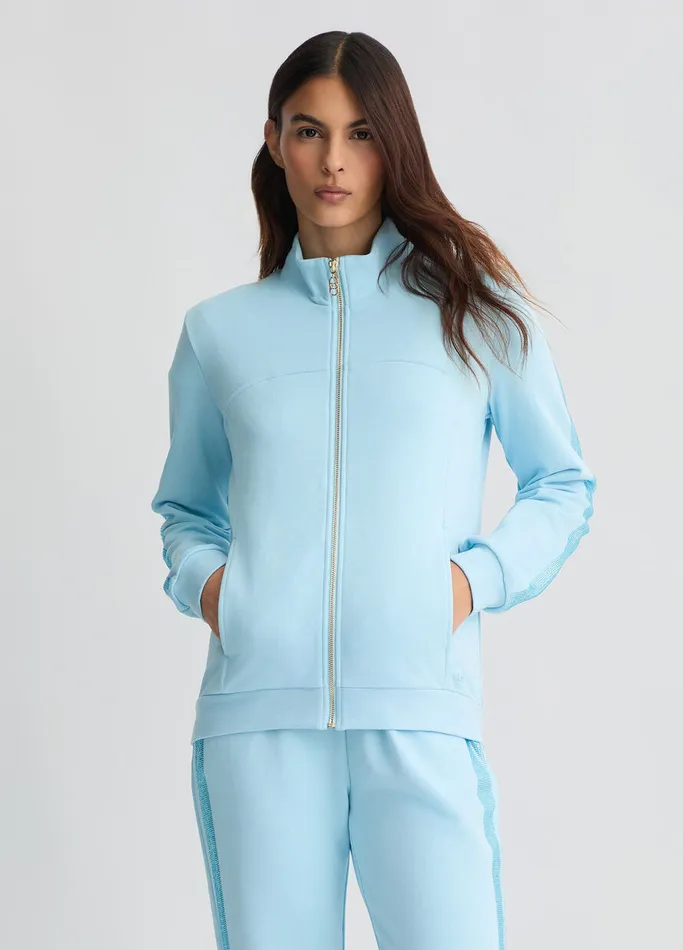 Women Liujo Sweatshirts Light Blue Sweatshirt With Rhinestones