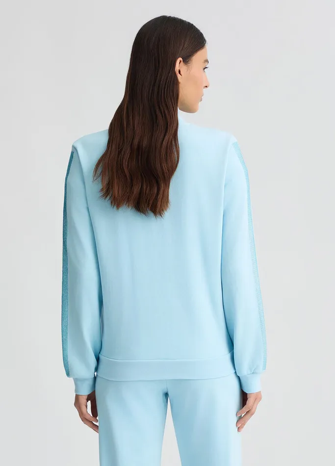 Women Liujo Sweatshirts Light Blue Sweatshirt With Rhinestones