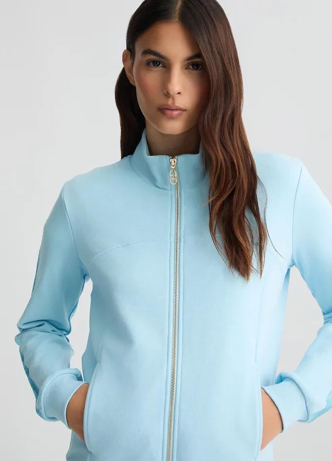 Women Liujo Sweatshirts Light Blue Sweatshirt With Rhinestones
