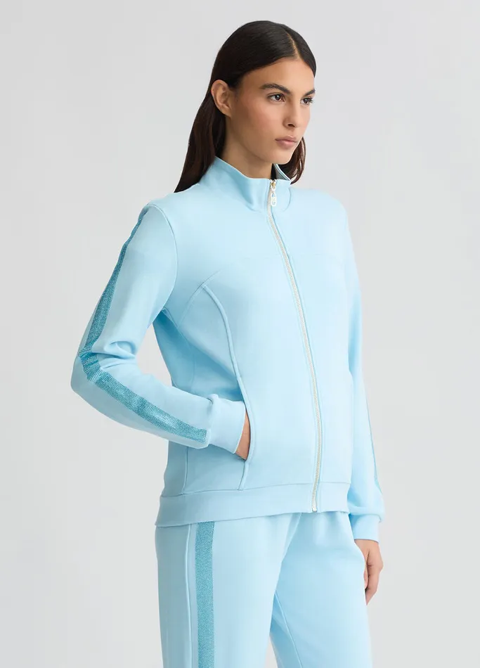 Women Liujo Sweatshirts Light Blue Sweatshirt With Rhinestones