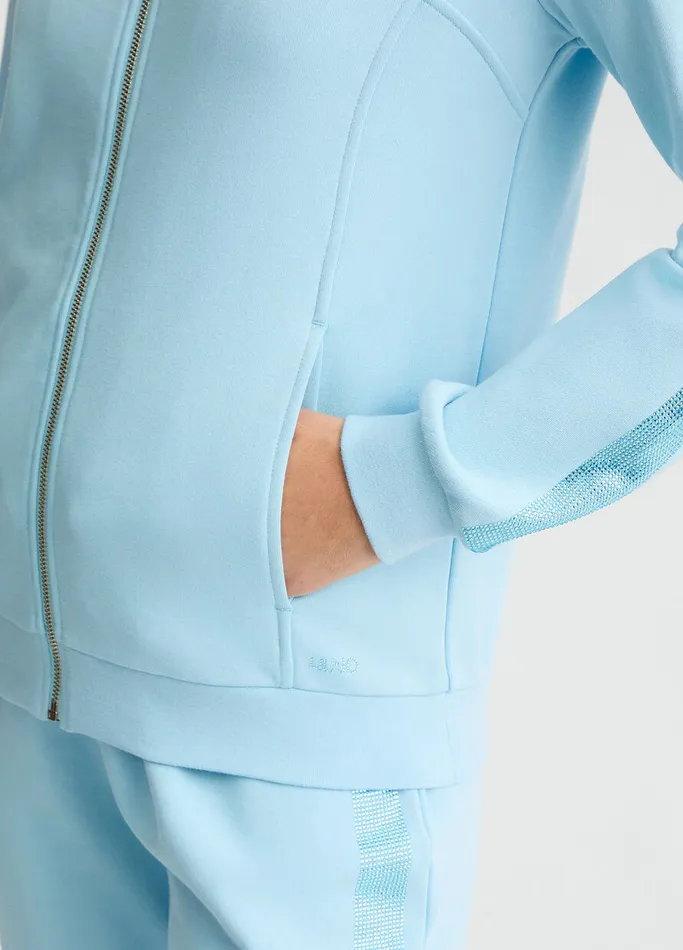 Women Liujo Sweatshirts Light Blue Sweatshirt With Rhinestones
