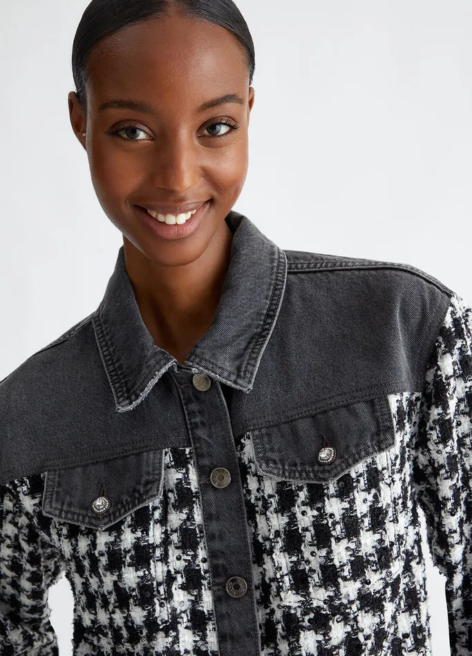 Women Liujo Tailleurs Boucl And Denim Overshirt Jacket Black