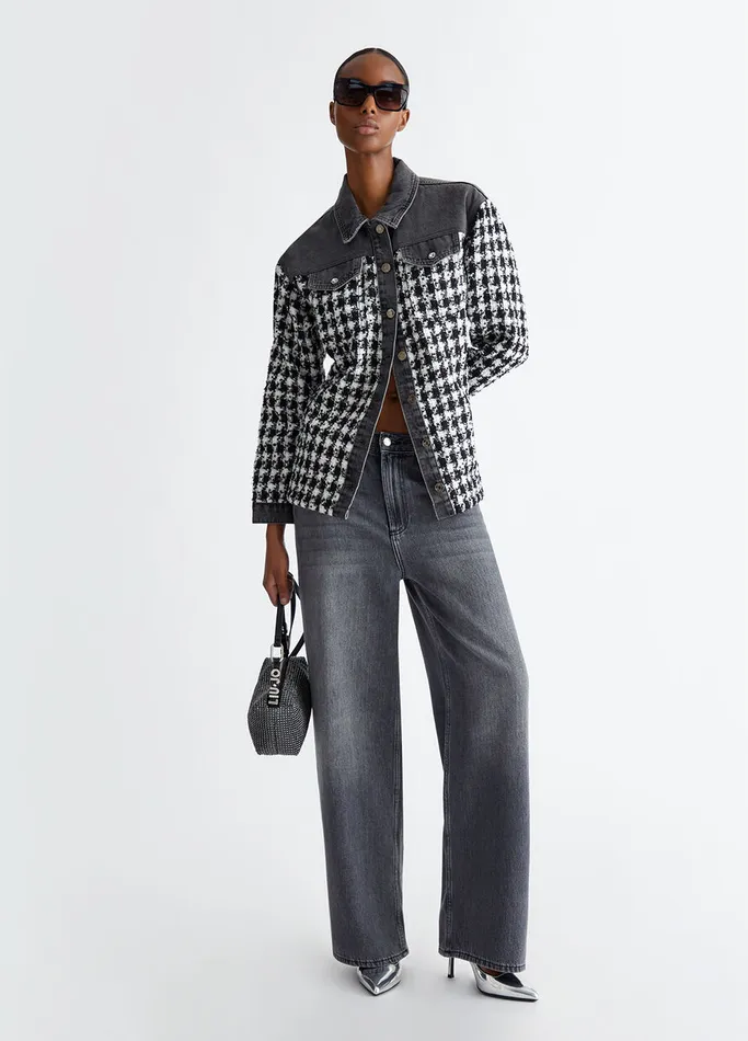 Women Liujo Tailleurs Boucl And Denim Overshirt Jacket Black