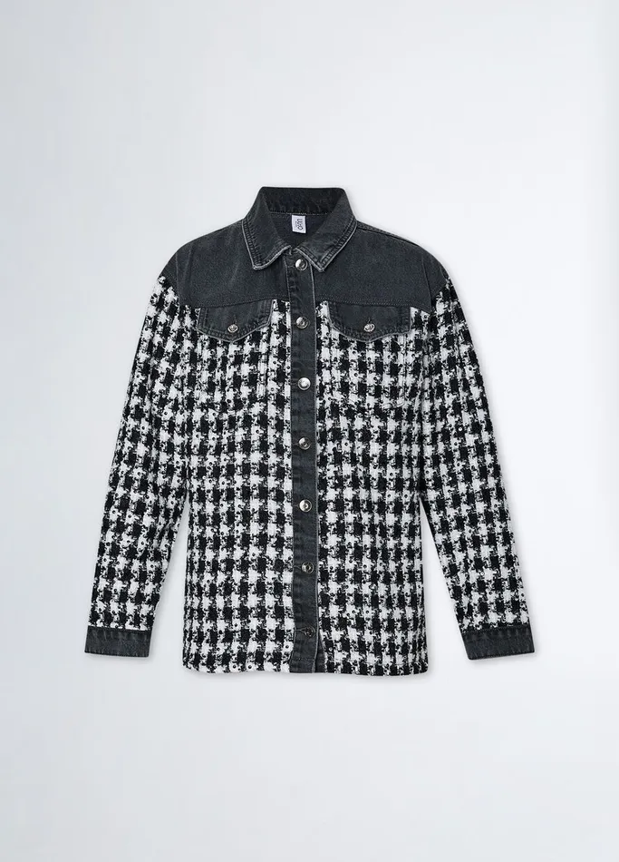 Women Liujo Tailleurs Boucl And Denim Overshirt Jacket Black