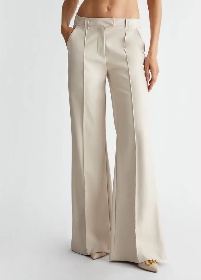 Women Liujo Tailleurs Coated Fabric Palazzo Trousers Grey