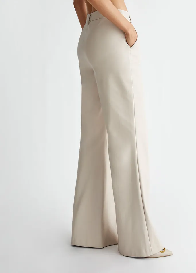 Women Liujo Tailleurs Coated Fabric Palazzo Trousers Grey