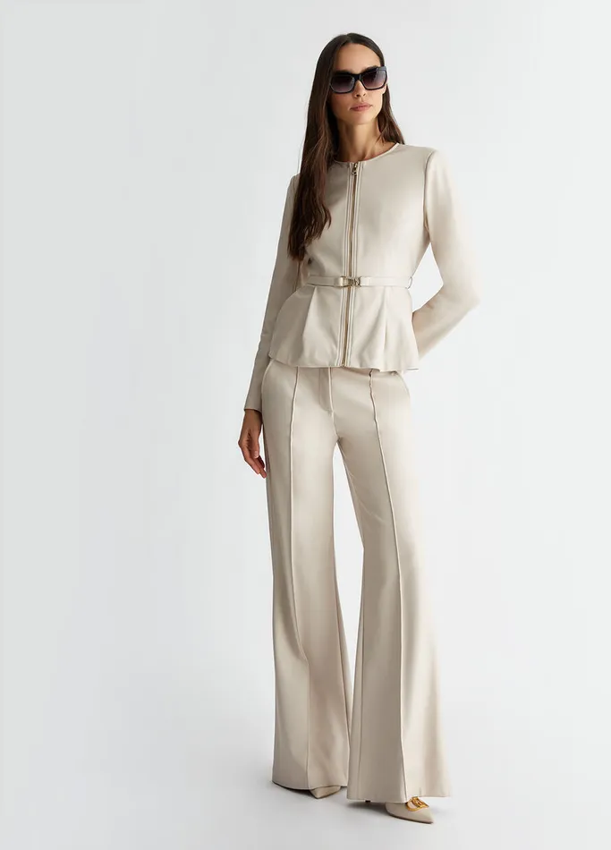 Women Liujo Tailleurs Coated Fabric Palazzo Trousers Grey