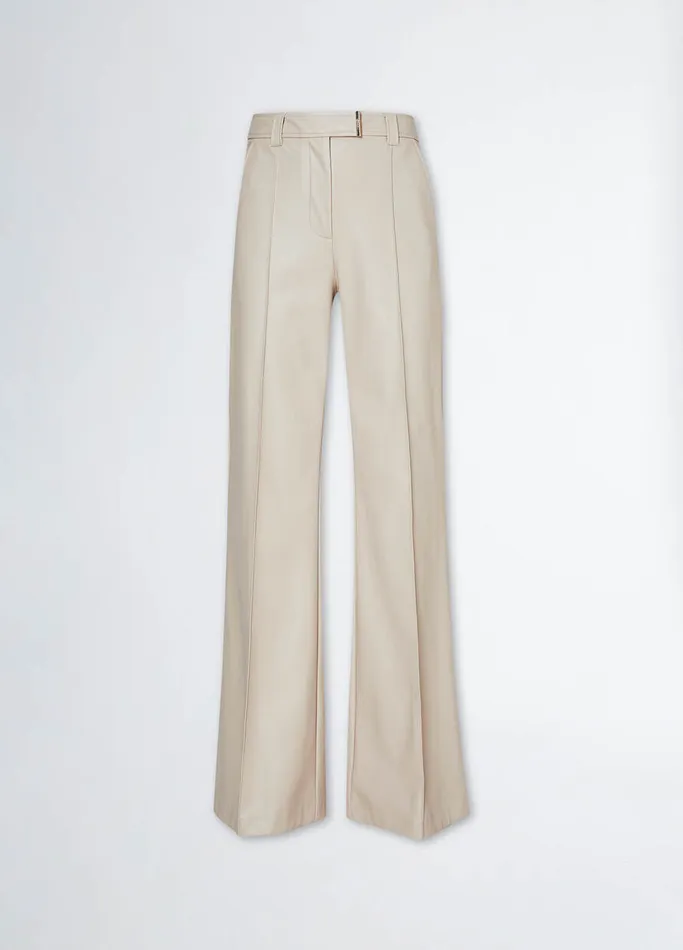 Women Liujo Tailleurs Coated Fabric Palazzo Trousers Grey