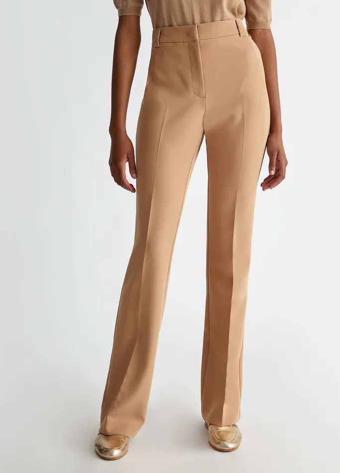 Women Liujo Tailleurs Flare Stretch Trousers Camel