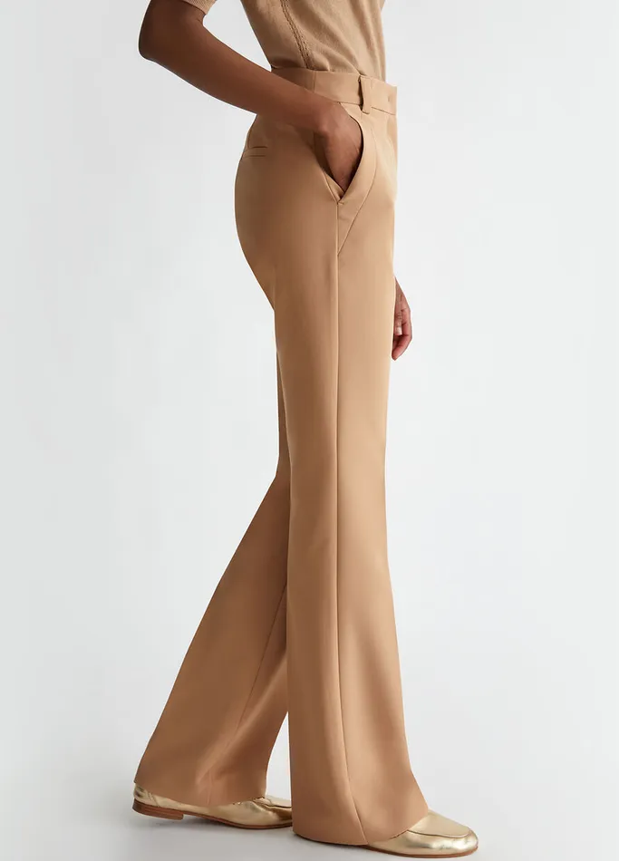 Women Liujo Tailleurs Flare Stretch Trousers Camel