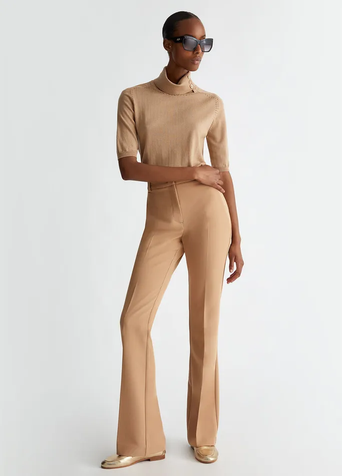 Women Liujo Tailleurs Flare Stretch Trousers Camel