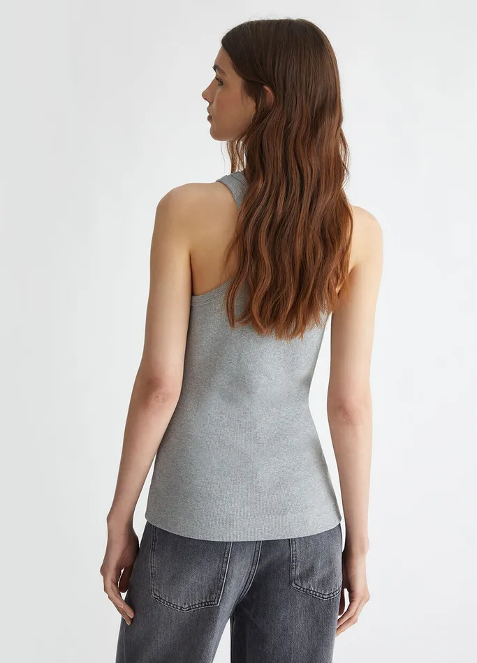 Women Liujo Tops And TShirts Ribbed Top With Logo Grey