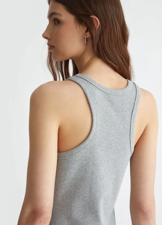 Women Liujo Tops And TShirts Ribbed Top With Logo Grey