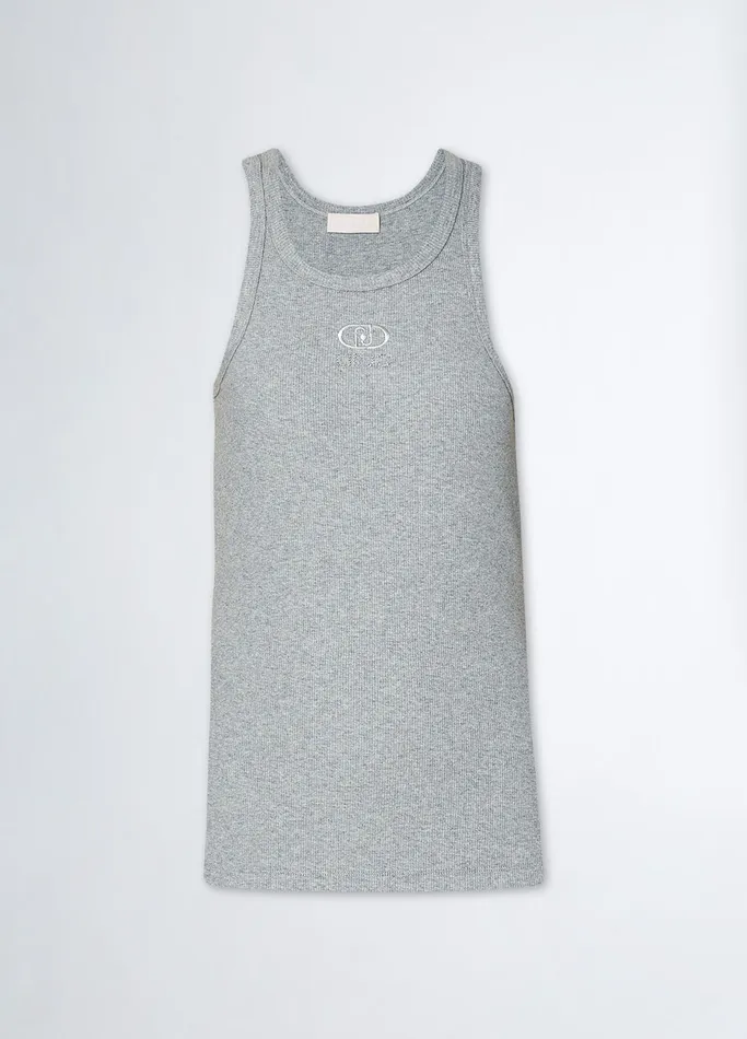 Women Liujo Tops And TShirts Ribbed Top With Logo Grey