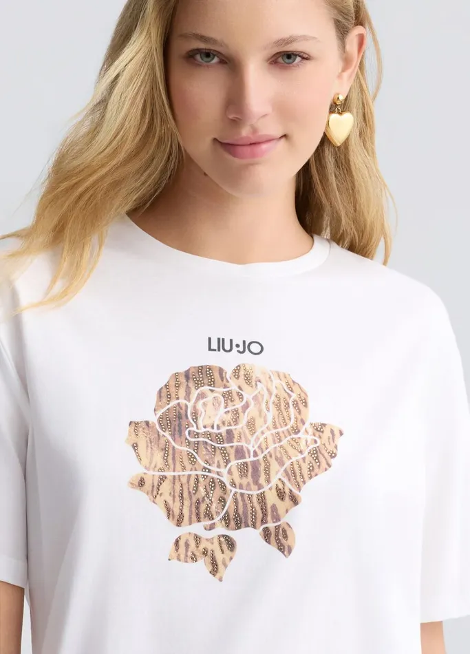 Women Liujo Tops And TShirts TShirt With AnimalPrint Flower Leopardprint Rose Women Liujo Tops And TShirts TShirt With AnimalPrint Flower Leopardprint Rose