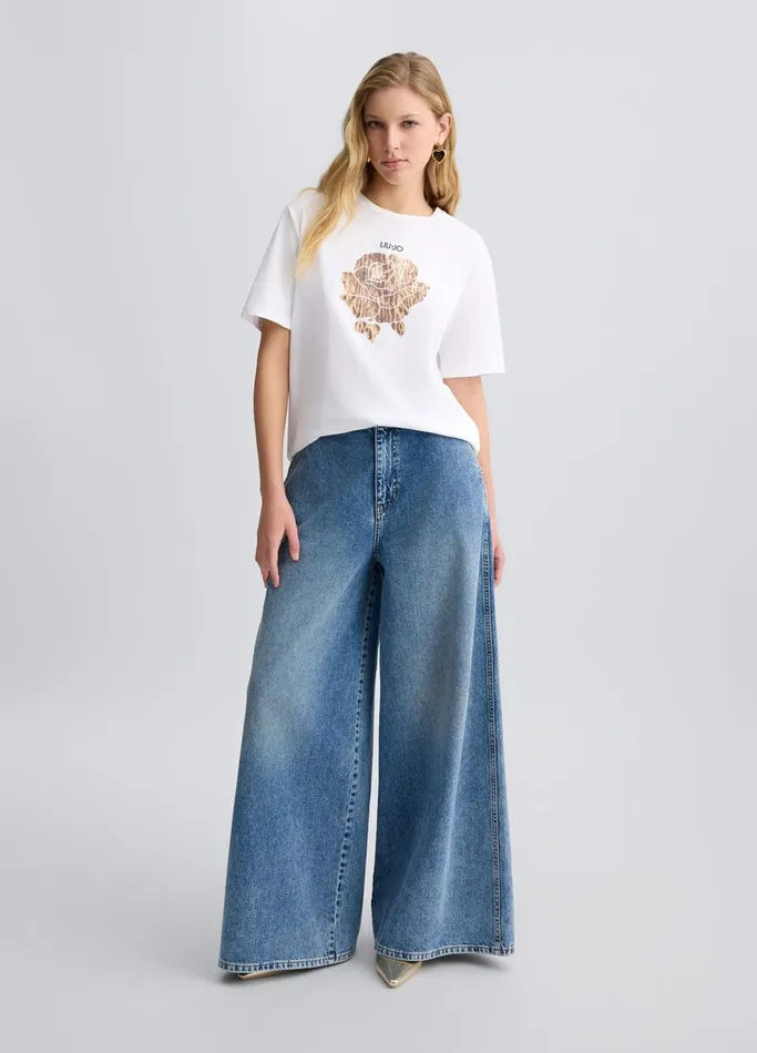 Women Liujo Tops And TShirts TShirt With AnimalPrint Flower Leopardprint Rose Women Liujo Tops And TShirts TShirt With AnimalPrint Flower Leopardprint Rose