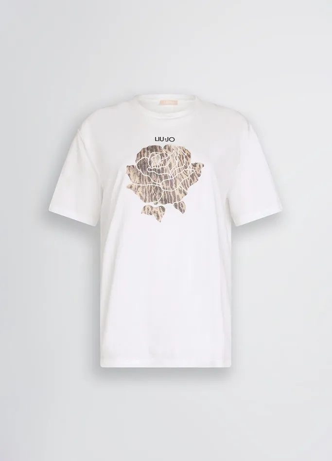 Women Liujo Tops And TShirts TShirt With AnimalPrint Flower Leopardprint Rose Women Liujo Tops And TShirts TShirt With AnimalPrint Flower Leopardprint Rose