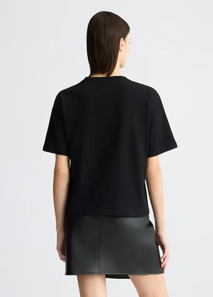Women Liujo Tops And TShirts TShirt With Logo And Gemstones Black