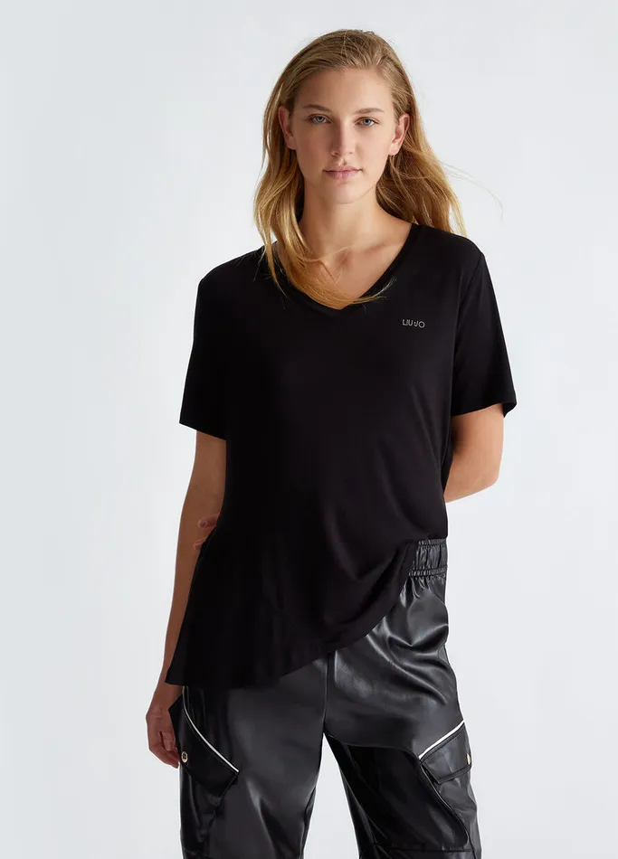 Women Liujo Tops And TShirts VNeck TShirt Black