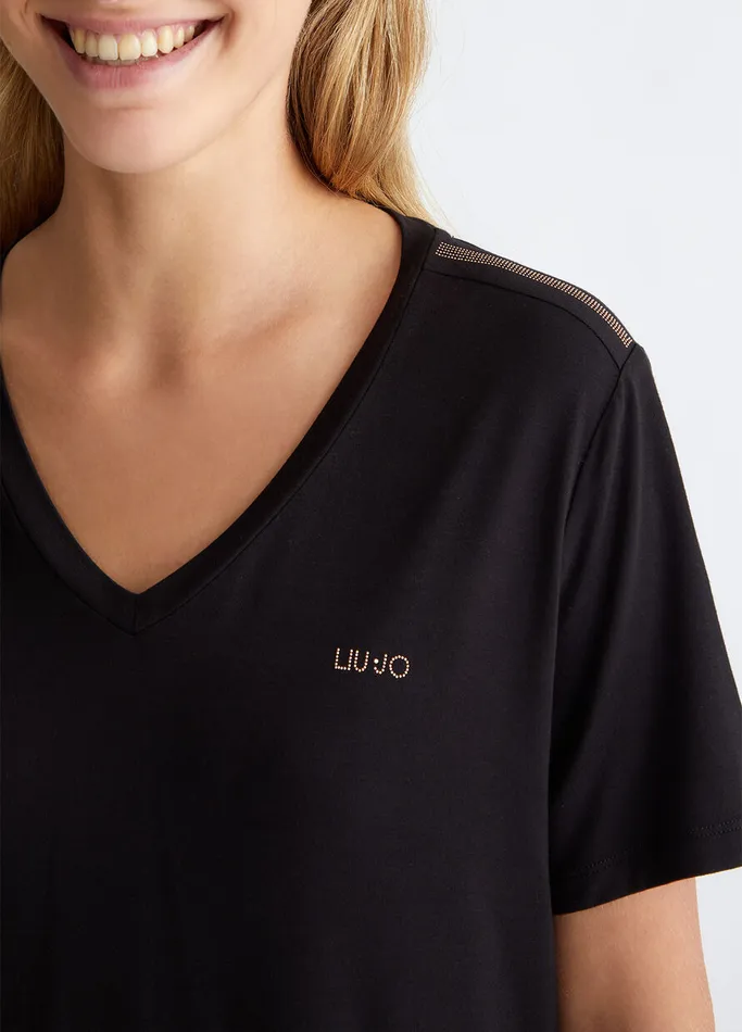 Women Liujo Tops And TShirts VNeck TShirt Black