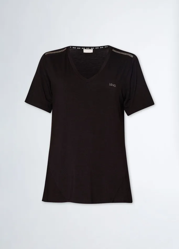 Women Liujo Tops And TShirts VNeck TShirt Black