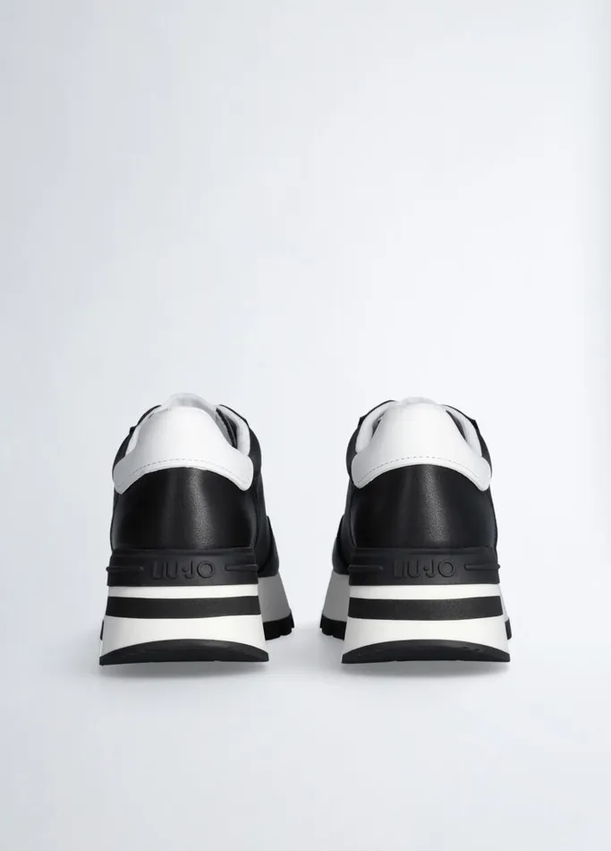 Women Liujo Trainers Leather Sneakers With Openwork Logo Black