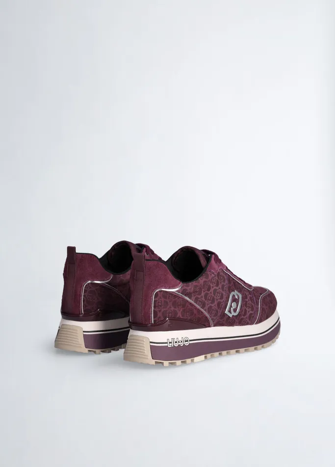 Women Liujo Trainers Suede Platform Sneakers Burgundy