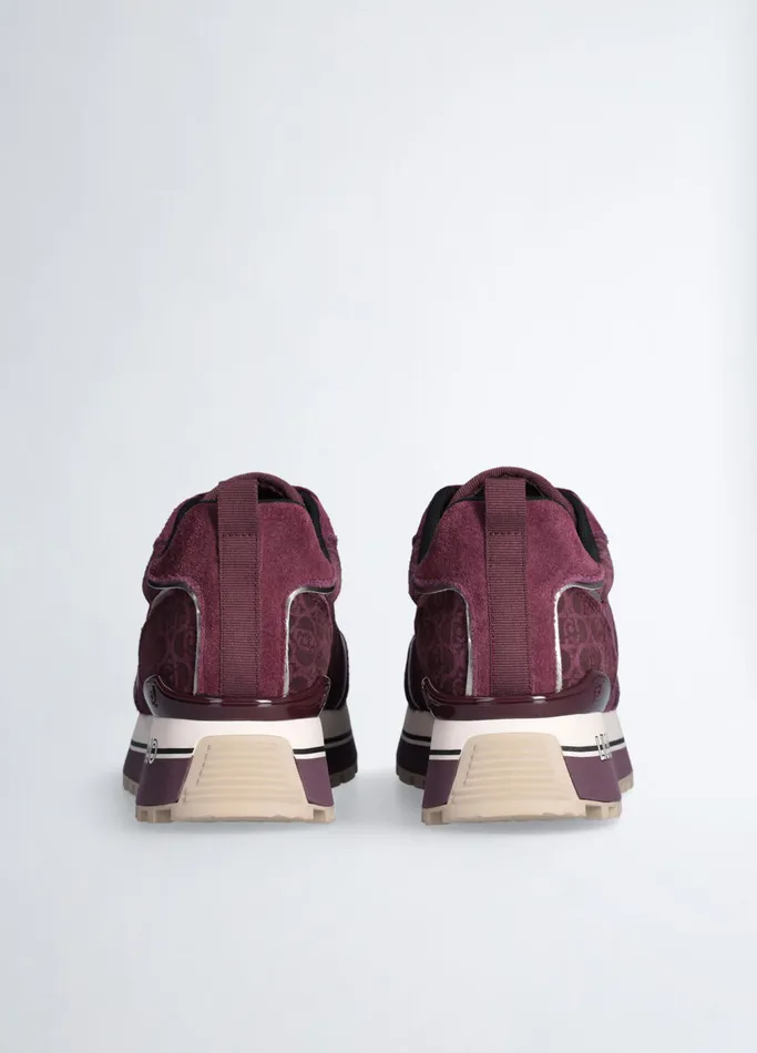 Women Liujo Trainers Suede Platform Sneakers Burgundy