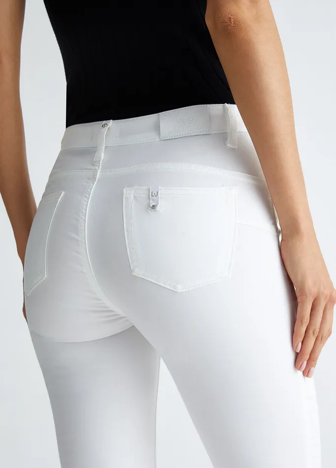 Women Liujo Trousers Bottom Up Skinny Pants White Wool