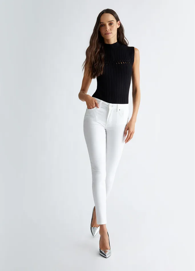 Women Liujo Trousers Bottom Up Skinny Pants White Wool