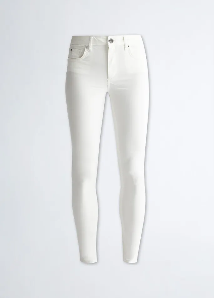 Women Liujo Trousers Bottom Up Skinny Pants White Wool