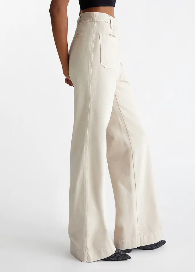 Women Liujo Trousers Cotton StraightLeg Trousers Grey