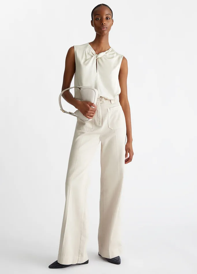 Women Liujo Trousers Cotton StraightLeg Trousers Grey
