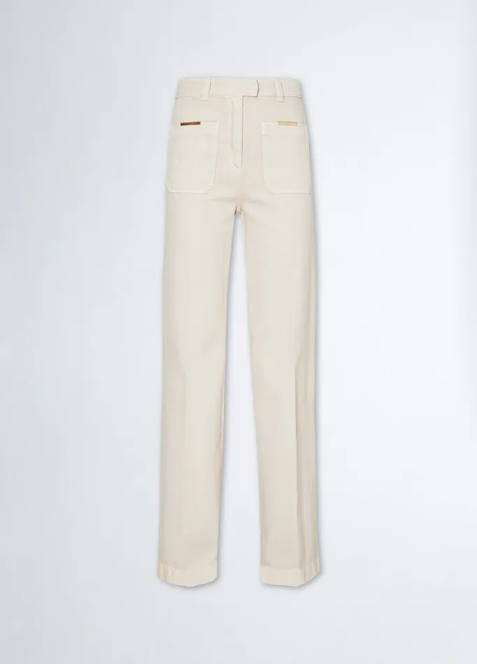 Women Liujo Trousers Cotton StraightLeg Trousers Grey