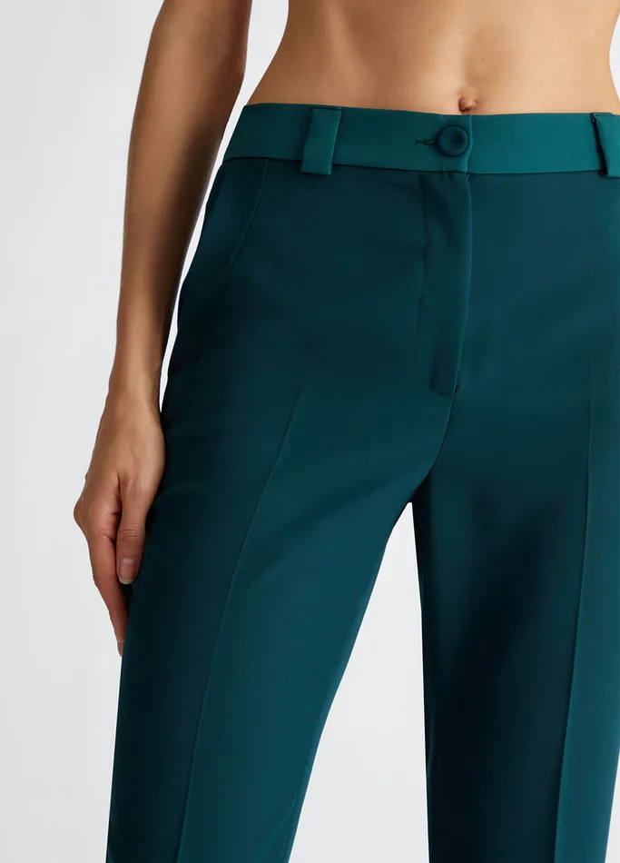 Women Liujo Trousers Fit and Flare Suit Trousers Green