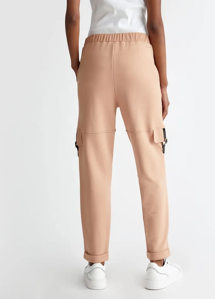 Women Liujo Trousers Fleece Cargo Pants Peach