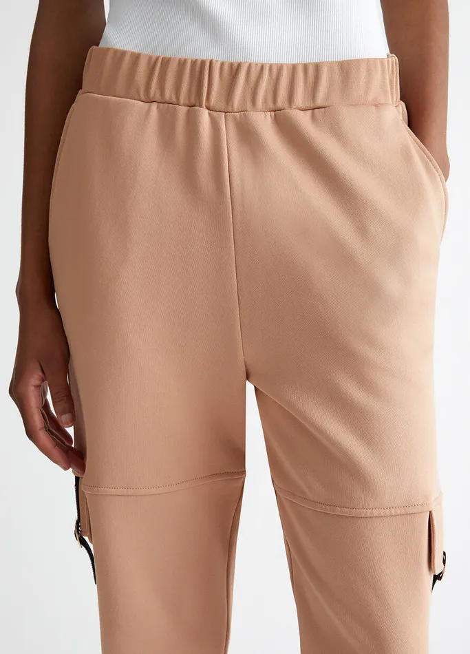 Women Liujo Trousers Fleece Cargo Pants Peach