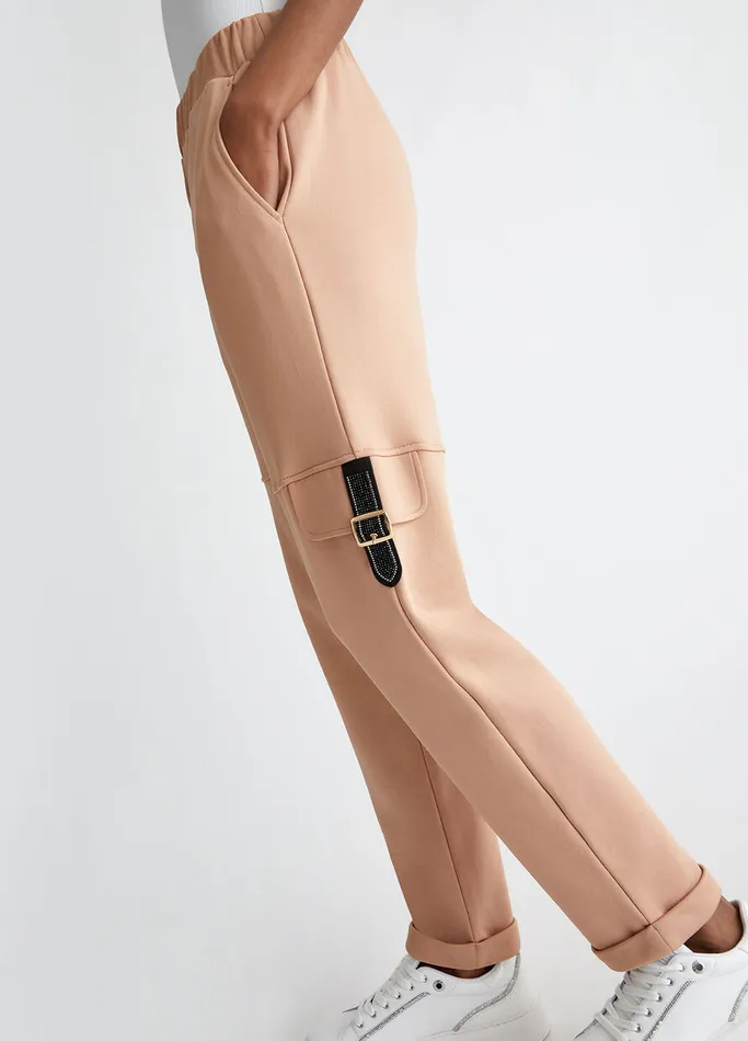 Women Liujo Trousers Fleece Cargo Pants Peach