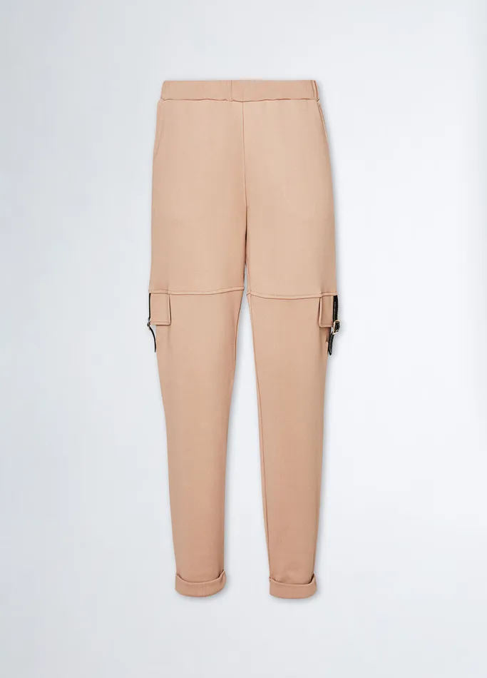 Women Liujo Trousers Fleece Cargo Pants Peach