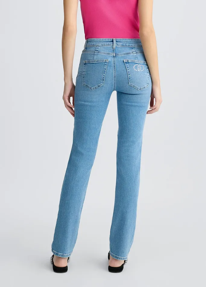 Women Liujo Trousers Light SlimFit Jeans With Rhinestones Light Denim