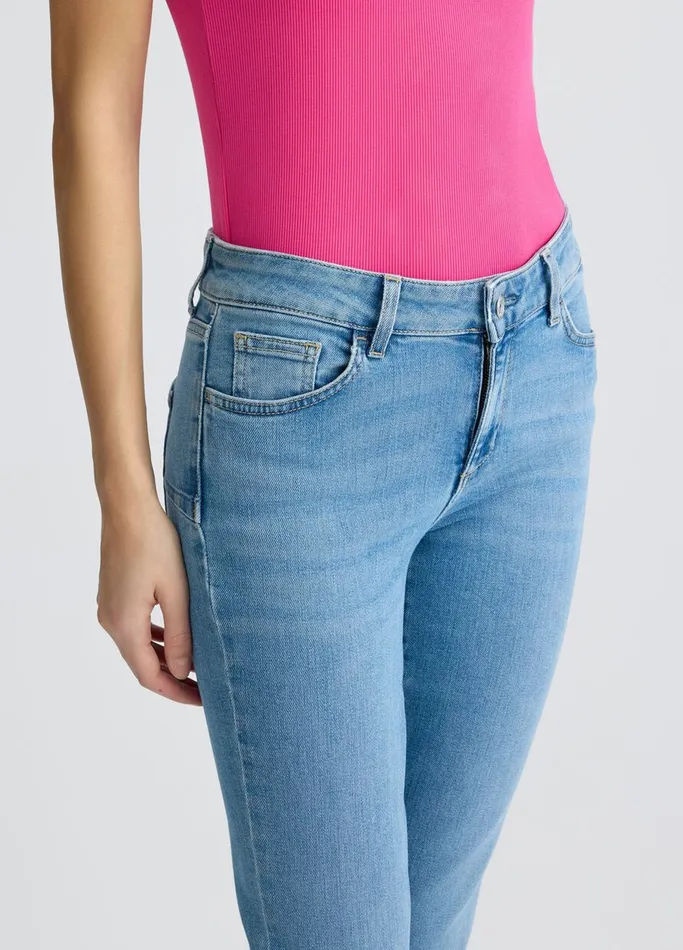 Women Liujo Trousers Light SlimFit Jeans With Rhinestones Light Denim
