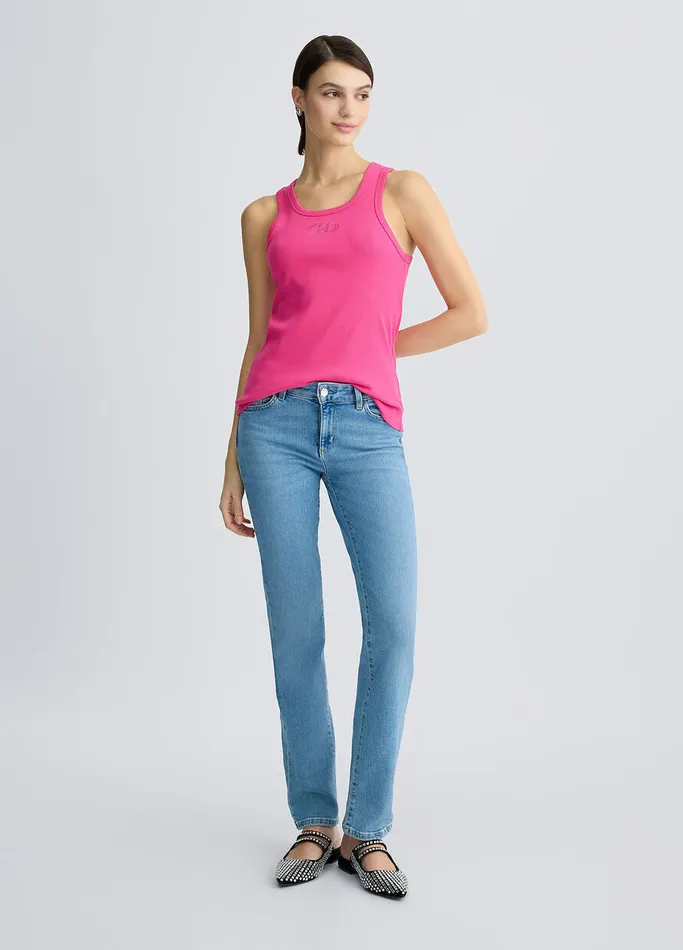 Women Liujo Trousers Light SlimFit Jeans With Rhinestones Light Denim