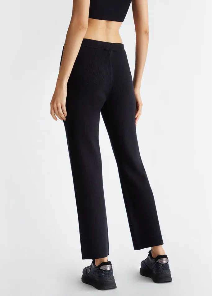 Women Liujo Trousers RibKnit Trousers Black